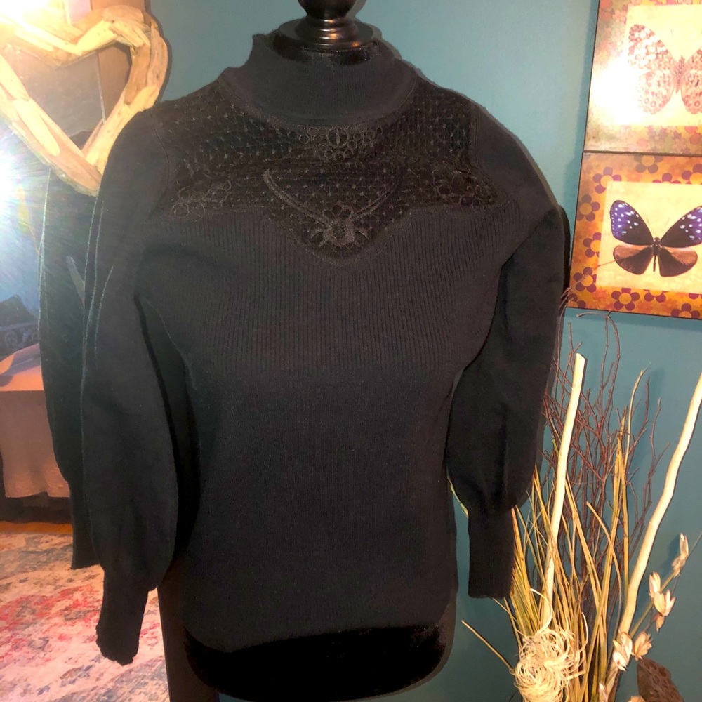 Black sweater with lace detail
